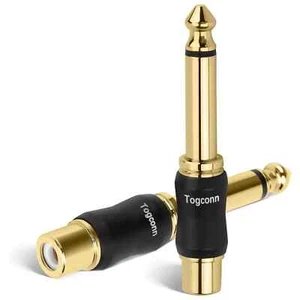 Paquete de 2 adaptadores Togconn RCA a 1/4 pulgadas, 6,35 mm cuarto de pulgada TS mono macho a R... - Imagen 1 de 5