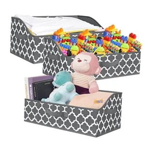 Closet Storage Bins, Fabric Organizer Baskets with Handles, Trapezoid Grey - Picture 1 of 8