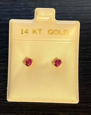 Vintage Ruby Stud Earrings 14 KT. .58 Cts. - Image 1 of 4