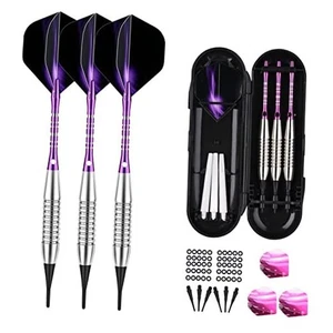 Dartpfeile Kunststoffspitze Set - 18g 21g bunt Rainbow Soft Tip Darts lila - 02-DARTB - Bild 1 von 8