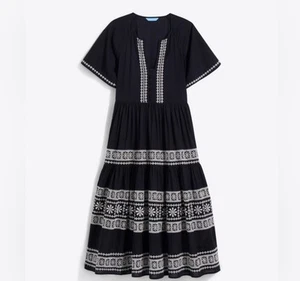 Draper James Womens Carlene Midi Dress Belle Meade Sz XS Black White Embroidery - Picture 1 of 8
