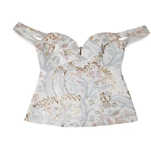 Express Schulterfreies Korsett Top Neu mit Etikett Brokat Bustier Gr. 4 Party Anlass - Bild 1 von 7