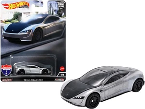 1/64 Hot Wheels Tesla Roadster Silver Metallic & Black Diecast Model Car HCK028 - Picture 1 of 1
