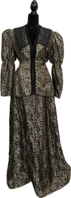 Premier Designs историческая одежда викторианский стимпанк платье комплект золото парча W7 - Изображение 1 из 4
