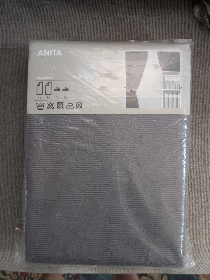 Шторы с цветочным узором IKEA Anita 57 x 98 дюймов серые с поднятым цветком жаккарда 301.602.52 C83 - Изображение 1 из 4