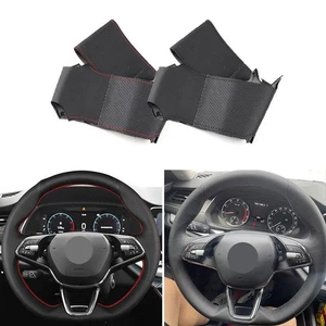 Hand nähen Lenkrad Leder Abdeckung für Skoda Octavia PRO KAROQ 2021 2022 2023 - Picture 1 of 18