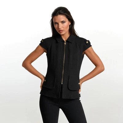 香奈儿背心短袖夹克外套搭配裙 FR 44 大号复古 — 第 1/4 张图片