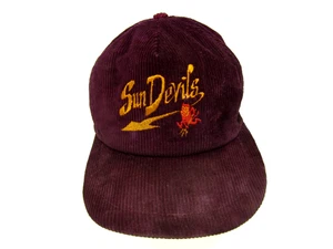 VTG Arizona State Sun Devils Hat Corduroy Snapback Spellout Adjustable Retro Cap - Picture 1 of 9