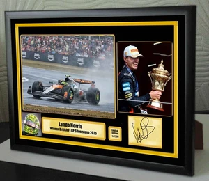 Lando Norris F1 British Grand Prix 2025 Win Framed Canvas Signed Great Gift - Picture 1 of 1