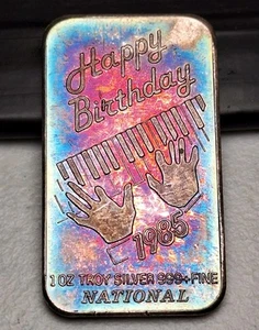 1985 Canada Silver Toned Bar Happy Birthday, National ๐จ๐ฆ - Picture 1 of 6