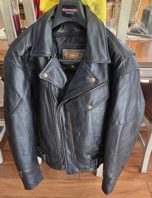 Chaqueta de Cuero Unik Hombre Motocicleta Forro con Cremallera, Talla 46 Foto 1 de 4