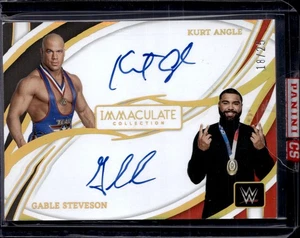 2022 Immaculate WWE Kurt Angle & Gable Stevenson Holo Gold Dual Auto /25 DA-KAG - Picture 1 of 2