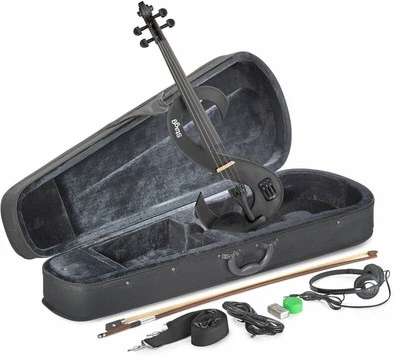 Stagg 4/4 S-Shaped Black Electric Violin Set w/ Soft Case & Headphones - Image 1 of 3