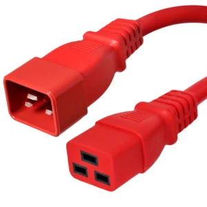 IEC 320 Power Cord C20 / C19 - Red 2 ft, 20A/250V 12 AWG - Iron Box IBX-1804-02 - Picture 1 of 1