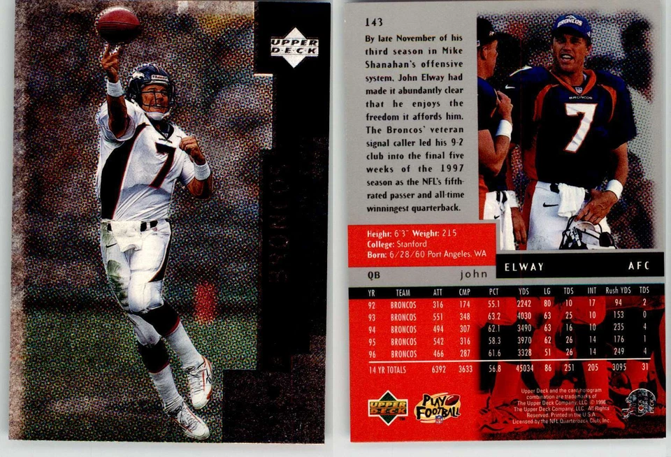 John Elway 1997 Black Diamond #143 Broncos HOF - Image 1 of 1