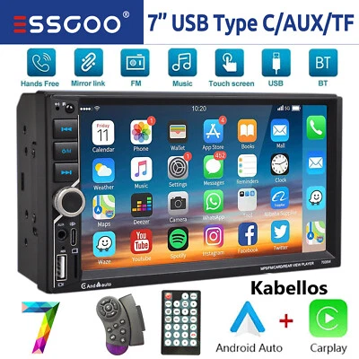 Doppel 2 DIN Autoradio 7'' Wireless Apple Carplay Android Auto USB Bluetooth AUX - Bild 1 von 4