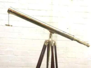 Telescope Barrel 39'' Antique Brass Marine With Wooden Tripod Stand Handmade - Picture 1 of 4