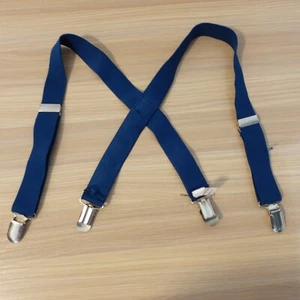 Suspender Boy Blue Navy Clip On X Back Adjustable Strap Formal Stretch - Picture 1 of 5