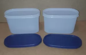 2x Tupperware Modular Mates #2 Containers 4 3/4 Cups with Lids/Seals Blue - NEW - Picture 1 of 6