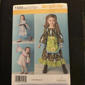 1595 Simplicity Toddler dress pattern size 1/2, 1, 2, 3 Prairie Ruffled Flounce - Picture 1 of 2