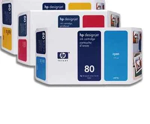 3 ORIGINAL CARTRIDGES HP 80 CYAN C4846A MAGENTA C4847A YELLOW C4848A FASTPOSTAGE - Picture 1 of 1