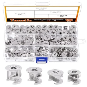 100Pcs 4 Sizes Furniture Cam Lock Fittings Cabinet Connectors Hardware Bolts - Picture 1 of 7