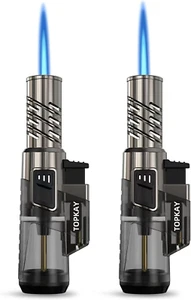 2 Pack Torch Lighter Windproof Adjustable Jet Flame Butane Lighter Refillable Mi - Picture 1 of 12