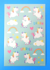 Unicorns Rainbows & Clouds Sticker Sheet - Picture 1 of 3