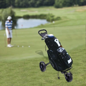 New Foldable 3 Wheel Golf Pull Push Cart Trolley with Scorecard Drink Holder - Picture 1 of 23