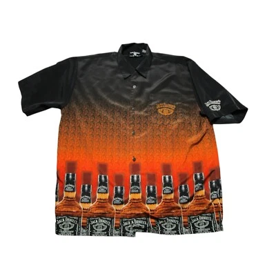 Jack Daniels Men's Size - XL Bottle Print Short Sleeve Bowling Shirt - Image 1 of 4