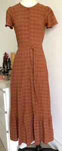 Maxi Dress Gatlinburg Brown Rust Dress Scoop Neck Short Flare Sleeveless Size XS - Picture 1 of 13