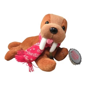 Vintage 1998 Coca Cola 5” Plush Walrus Brown With Bottle And Scarf NWT #0124 - Picture 1 of 6