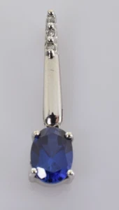 Zierlicher Saphir und Diamant Anhänger in 10k Weißgold 1,13 Karat - Bild 1 von 3