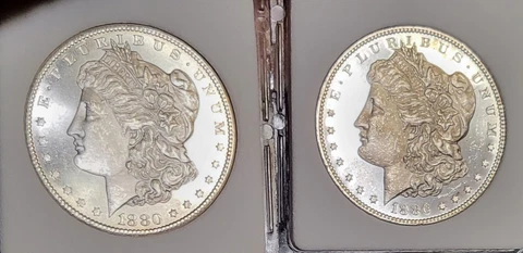 Lot of 2 Morgan Silver Dollars PROOFLIKE 1880/79 PL & 1886 PL *MORE GREAT COINS* Cover