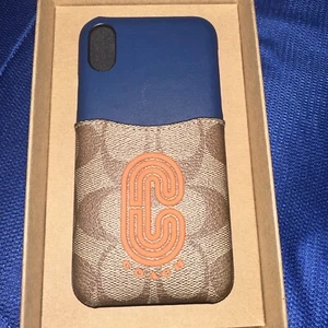 COACH Tan Admiral Khaki SIG C Pocket Logo iPhone X Case New In Box - Picture 1 of 5