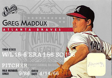 1995 Studio #6 Greg Maddux Baseball Atlanta Braves Silver Credit Card Theme