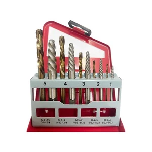 JUEGO EXTRACTOR DE TORNILLOS 10 PIEZAS TALADROS DE COBALTO M3 – M15 (3/32′′ – 5/8′′) RDGTOOLS - Imagen 1 de 2