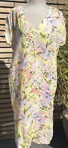 120% Lino Colourful Summer Linen Dress Side Pockets Refer Measurements - Picture 1 of 8