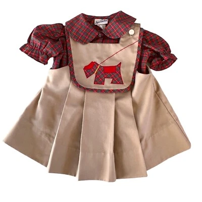 Conjunto Camisa Jersey Jayne Copeland De Colección 2T Caqui Rojo A Cuadros Plisada Scottie Dog Foto 1 de 4