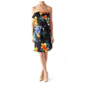 White House Black Market Medium hell Blumen tropisch Urlaub trägerloses Kleid - Bild 1 von 7