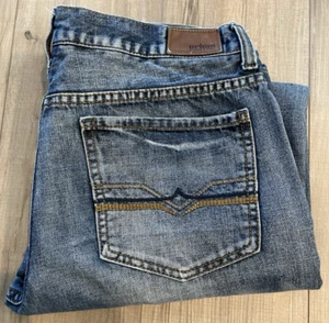 Urban Pipeline Men’s Jeans Size 36x34 Blue Straight Distressed Embroidered Mid R - Picture 1 of 8