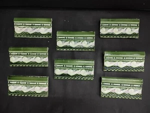 ANTIGUO AZULEJO DE CERÁMICA VINTAGE 8 PIEZAS RARO HECHO A MANO DECORATIVO DISEÑO ÚNICO, JAPÓN - Imagen 1 de 12