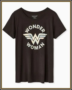 TORRID women (2X 18-20) DC COMICS WONDER WOMAN VINTAGE BLACK CREW TEE TOP LOGO - Picture 1 of 1