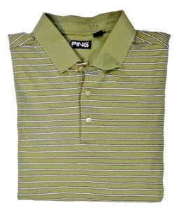 Ping Herren olivgrün mit weißen Streifen 3 Knopfleiste Kurzarm Gr. L - Bild 1 von 5