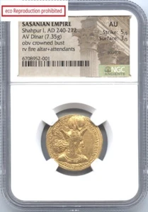 Sasanian Empire Iran Dinar AD260-272 Shapur I (AD240-272) NGC-AU - Picture 1 of 3