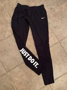 Nike Girls Large Black Leg-A-See 'Just Do It' Logo Tights Stretch Athletic-wear - Picture 1 of 9