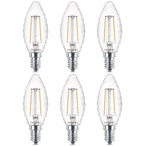 6 x Philips LED Filament Kerze 2W = 25W E14 klar gedreht 250lm warmweiß 2700K - Bild 1 von 3