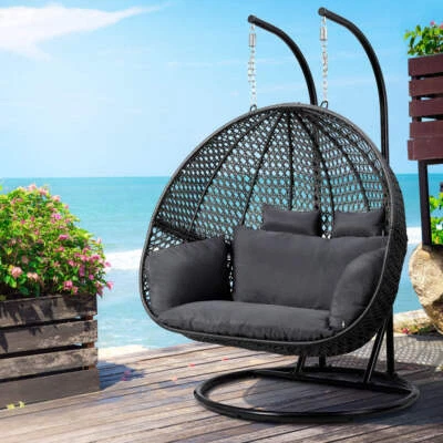 NNEDSZ Gardeon Outdoor Egg Swing Chair Hanging Pod Chair Wicker Cushion 2 Person - image 1 of 4