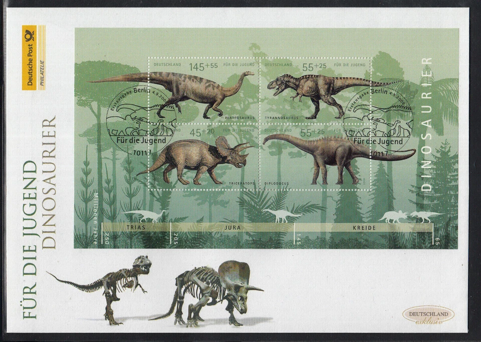 Germany 2008  -  1 Big beautiful FDC  Dinosaurs: Plateosaurus,Tyrannosaurus.... - Image 1 of 1