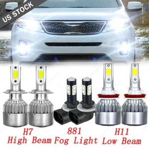 6x Combo H7 H11 881 LED Headlight Fog Light Bulbs Kit For Kia Sorento 2017-2018 - Picture 1 of 8